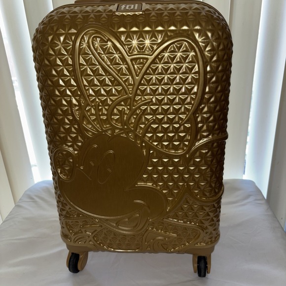 Disney Minnie Mouse FŪL 21" Luggage Spinner Rose Gold - Picture 2 of 9